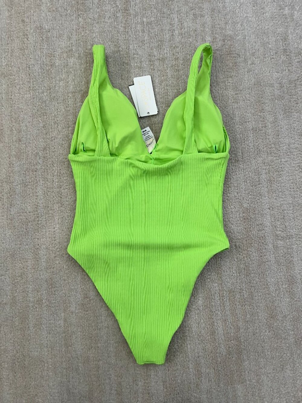 NWT L*Space Katniss Green Ribbed One Piece Swimsuit M - Picture 4 of 10